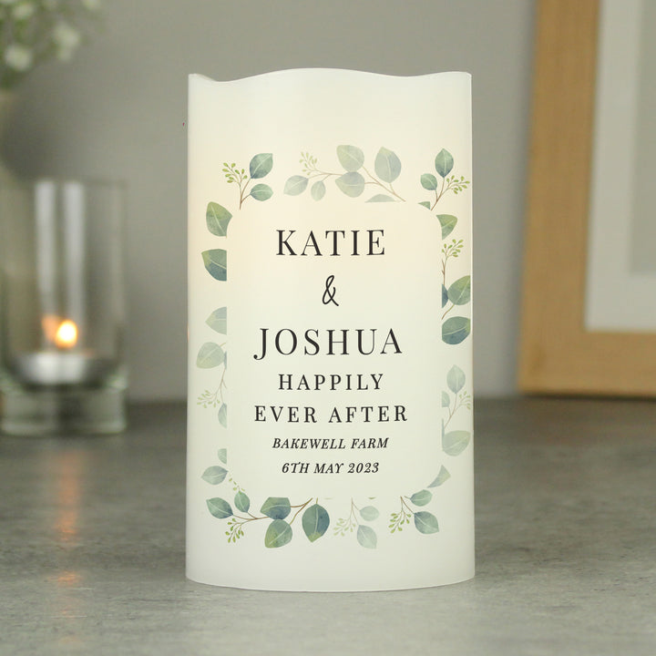 Personalised Botanical Free Text LED Candle - part of the Gifts Finder Personalised LED Candles collection