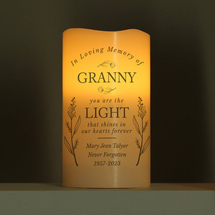 Buy Personalised In Loving Memory LED Candle available now at www.giftsfinder.co.uk