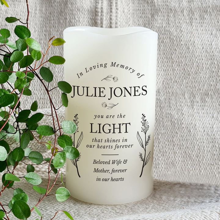 Buy Personalised In Loving Memory LED Candle available now at www.giftsfinder.co.uk