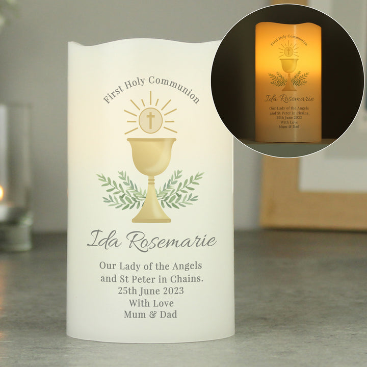 Buy Personalised First Holy Communion LED Candle available now at www.giftsfinder.co.uk