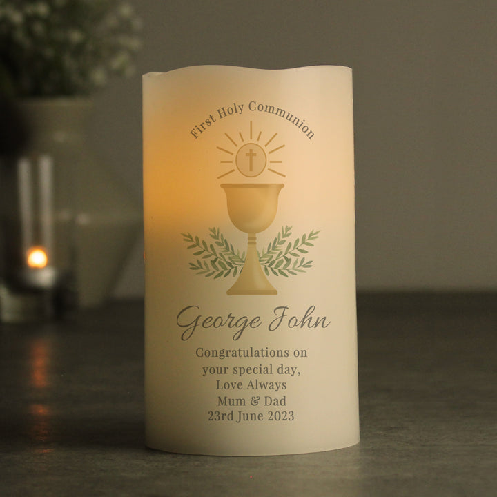 Buy Personalised First Holy Communion LED Candle available now at www.giftsfinder.co.uk