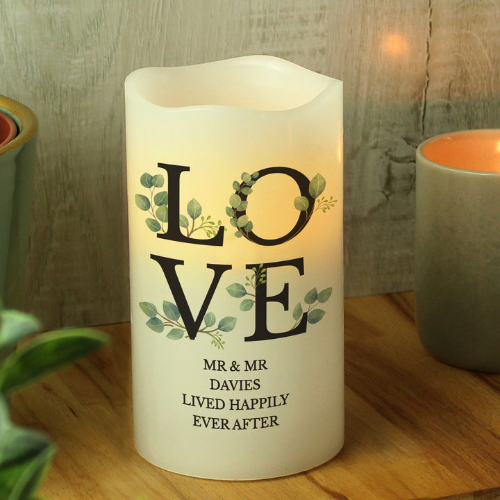 Buy Personalised LOVE LED Candle available now at www.giftsfinder.co.uk