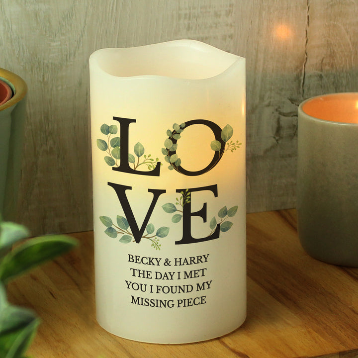 Buy Personalised LOVE LED Candle available now at www.giftsfinder.co.uk