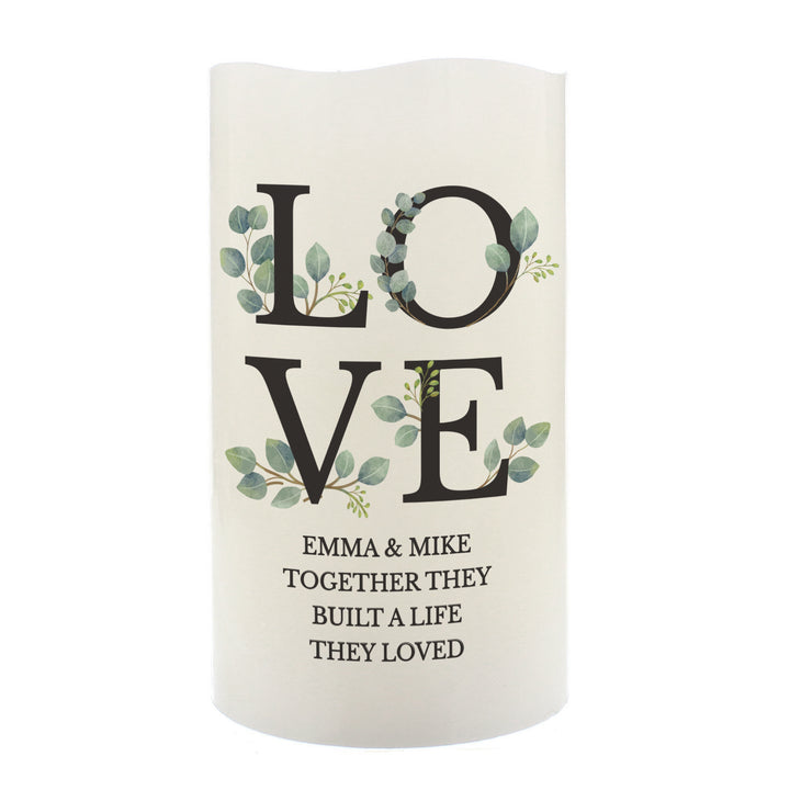 Buy Personalised LOVE LED Candle available now at www.giftsfinder.co.uk