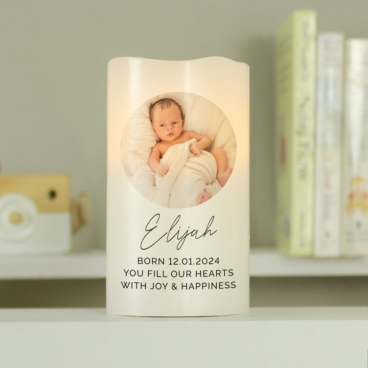 Buy Personalised Photo Upload LED Candle, Ideal For Weddings, Anniversaries, Newborn Baby & Memorials at www.giftsfinder.co.uk