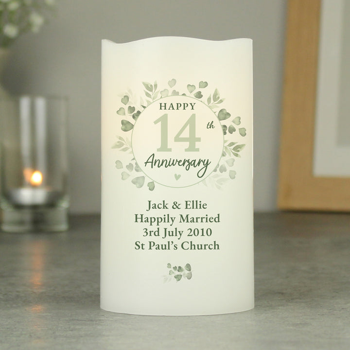 Buy Personalised Botanical Anniversary LED Candle available now at www.giftsfinder.co.uk