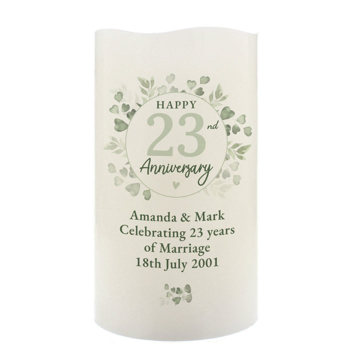 Buy Personalised Botanical Anniversary LED Candle available now at www.giftsfinder.co.uk