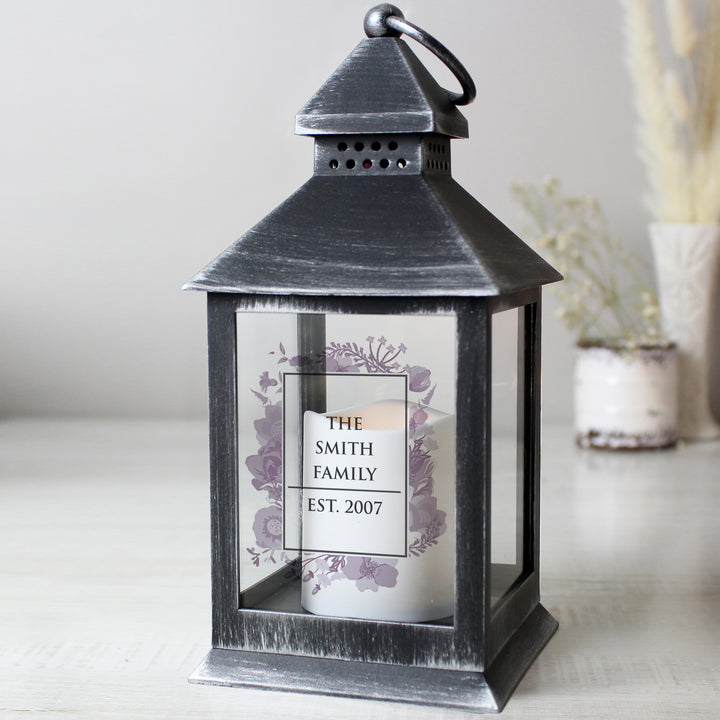 Buy Personalised Soft Watercolour Rustic Black Lantern at www.giftsfinder.co.uk