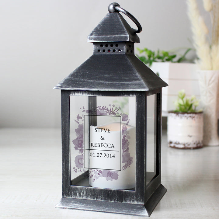 Buy Personalised Soft Watercolour Rustic Black Lantern at www.giftsfinder.co.uk