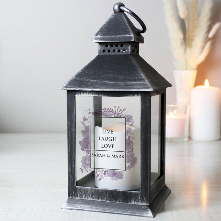 Buy Personalised Soft Watercolour Rustic Black Lantern at www.giftsfinder.co.uk