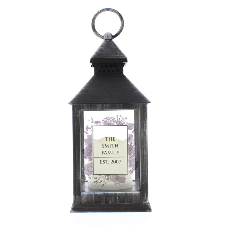 Buy Personalised Soft Watercolour Rustic Black Lantern at www.giftsfinder.co.uk