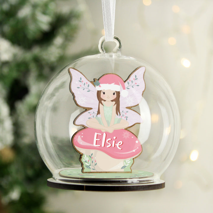 Personalised Wooden Fairy Glass Bauble in gift category Personalised Glass Baubles