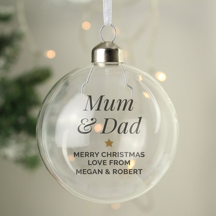 Buy Personalised Gold Star Glass Bauble available now at www.giftsfinder.co.uk