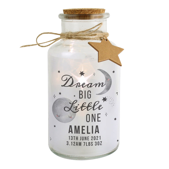 Buy Personalised Dream Big LED Glass Jar available now at www.giftsfinder.co.uk