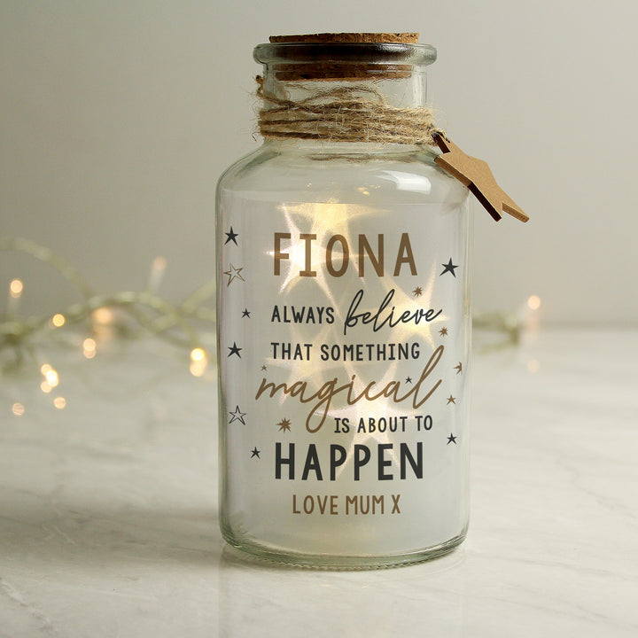 Buy Personalised Magical Things Happen LED Glass Jar available now at www.giftsfinder.co.uk