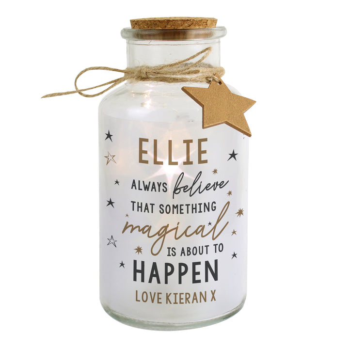 Buy Personalised Magical Things Happen LED Glass Jar available now at www.giftsfinder.co.uk