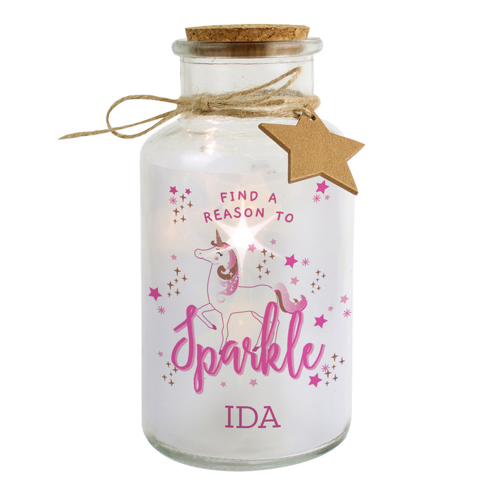 Personalised Unicorn LED Glass Jar in gift category Personalised Glass Jars