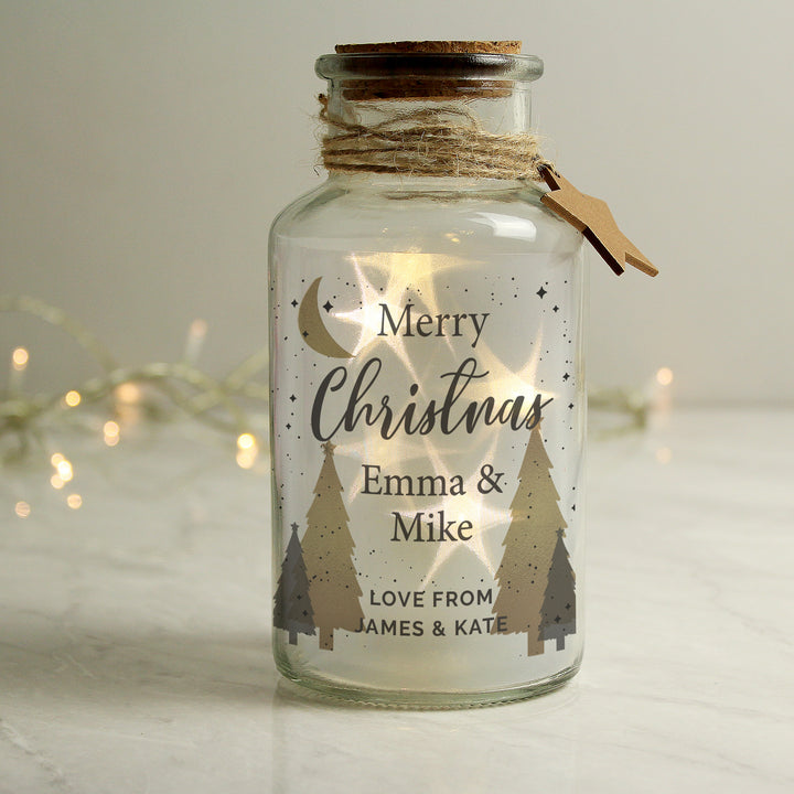 Buy Personalised Christmas Tree LED Glass Jar available now at www.giftsfinder.co.uk