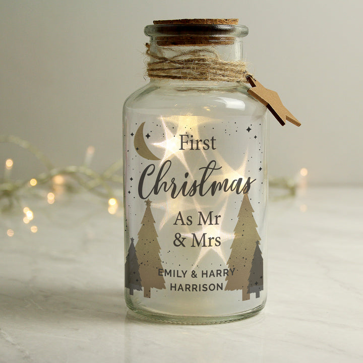 Buy Personalised Christmas Tree LED Glass Jar available now at www.giftsfinder.co.uk