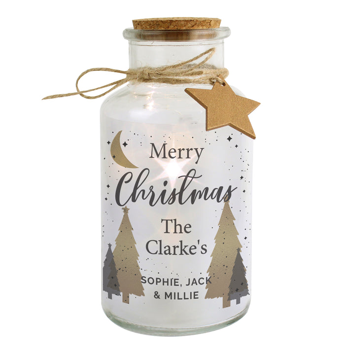 Buy Personalised Christmas Tree LED Glass Jar available now at www.giftsfinder.co.uk