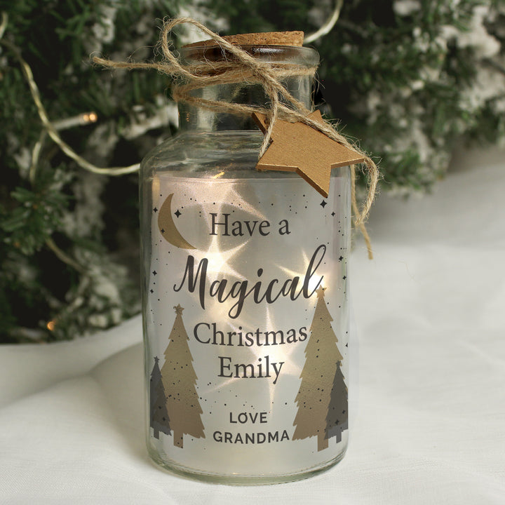 Buy Personalised Christmas Tree LED Glass Jar available now at www.giftsfinder.co.uk