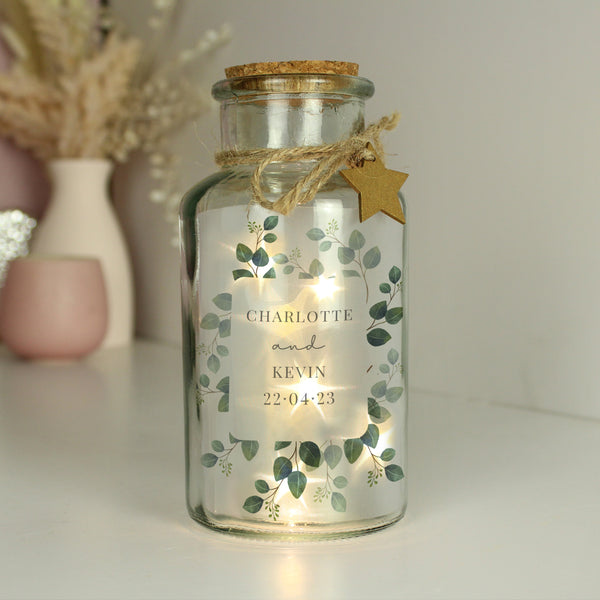 Buy Personalised Botanical LED Glass Jar available now at www.giftsfinder.co.uk