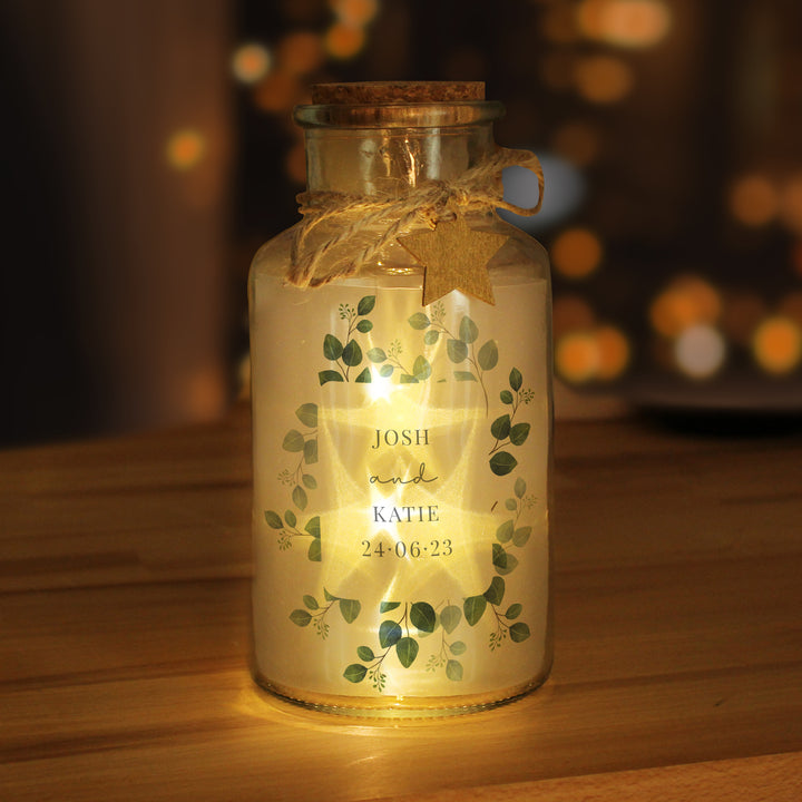 Buy Personalised Botanical LED Glass Jar available now at www.giftsfinder.co.uk