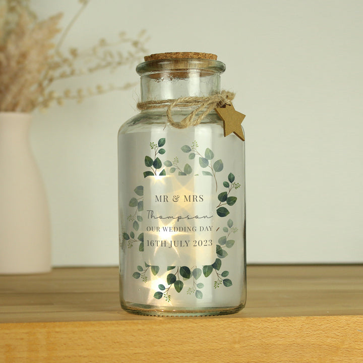 Buy Personalised Botanical LED Glass Jar available now at www.giftsfinder.co.uk