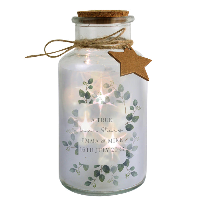 Buy Personalised Botanical LED Glass Jar available now at www.giftsfinder.co.uk