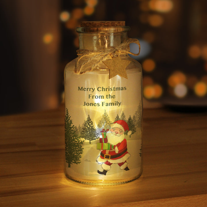 Personalised Santa LED Glass Jar - part of the Gifts Finder Personalised LED Lights & Candles collection