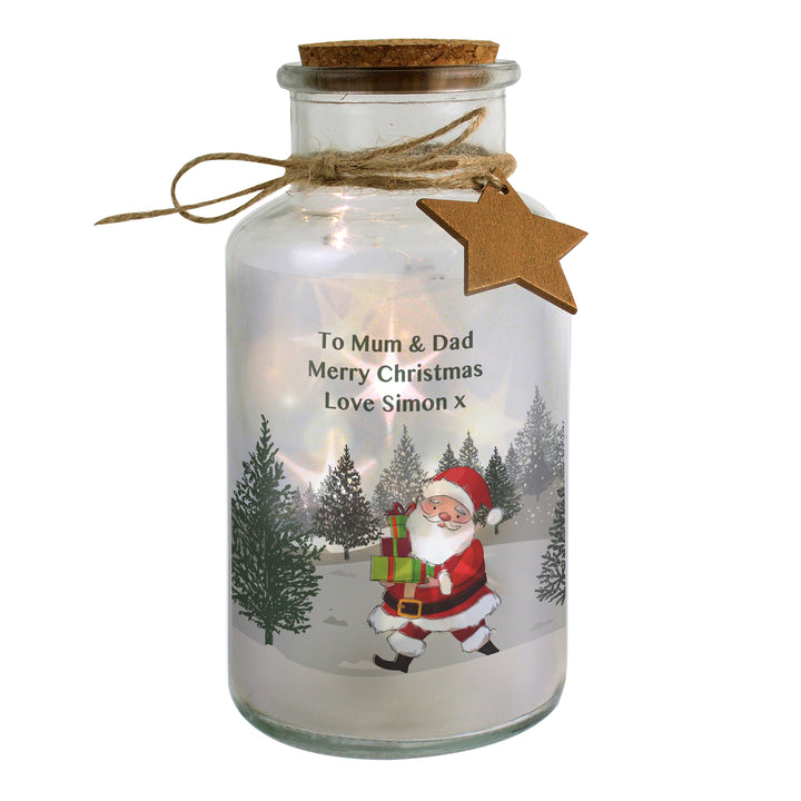 Personalised Santa LED Glass Jar - part of the Gifts Finder Personalised LED Lights & Candles collection