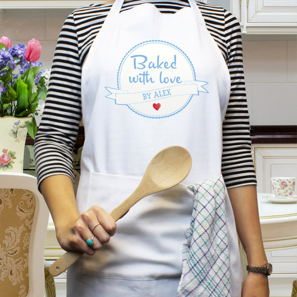 Buy Personalised Baked With Love Apron available now at www.giftsfinder.co.uk