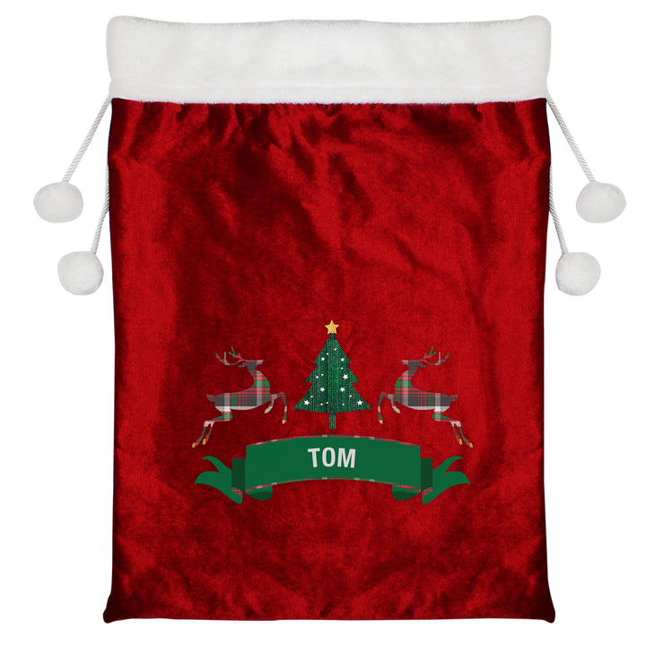 Buy Personalised Nordic Christmas Luxury Pom Pom Red Sack at www.giftsfinder.co.uk