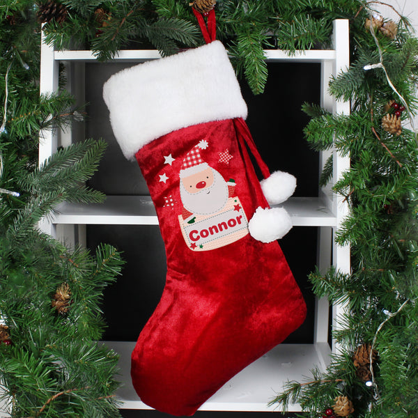 Buy Personalised Pocket Santa Luxury Red Stocking at www.giftsfinder.co.uk