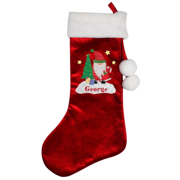 Personalised Tartan Santa Luxury Red Stocking - part of the Gifts Finder Personalised Children's Christmas Stockings collection