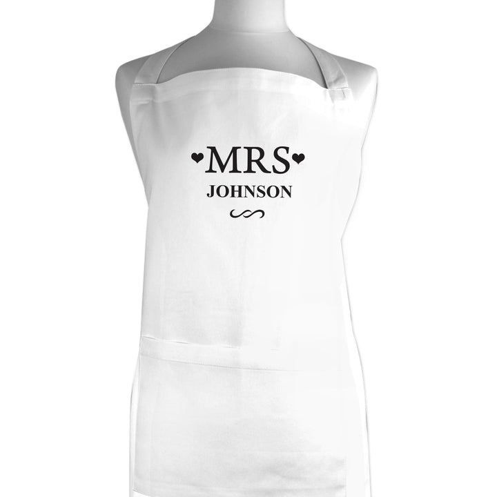 Buy Personalised Mrs White Apron at www.giftsfinder.co.uk