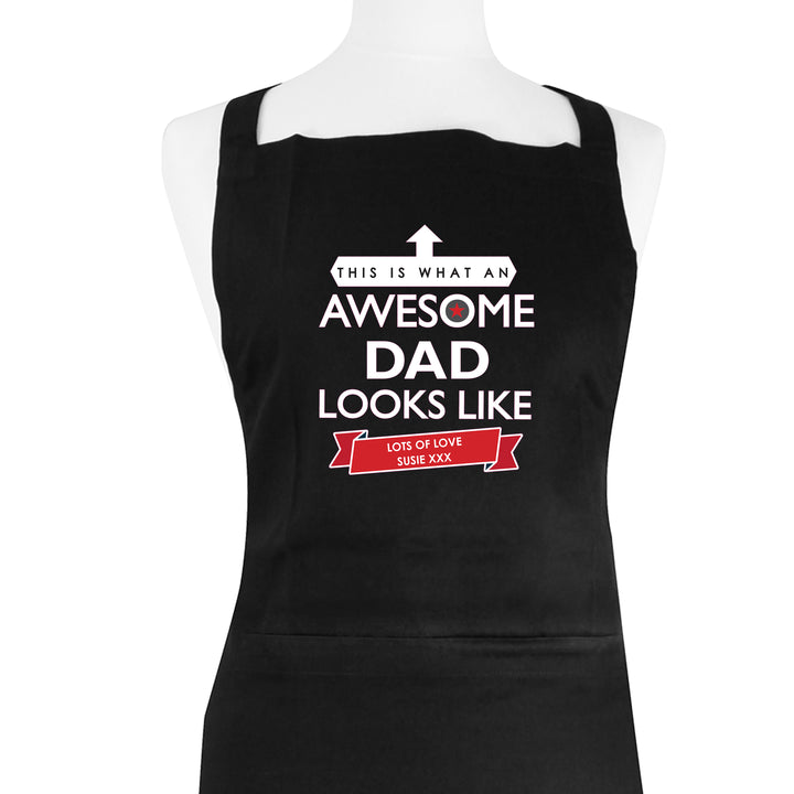 Buy Personalised 'This is What an Awesome... Looks Like' Black Apron at www.giftsfinder.co.uk