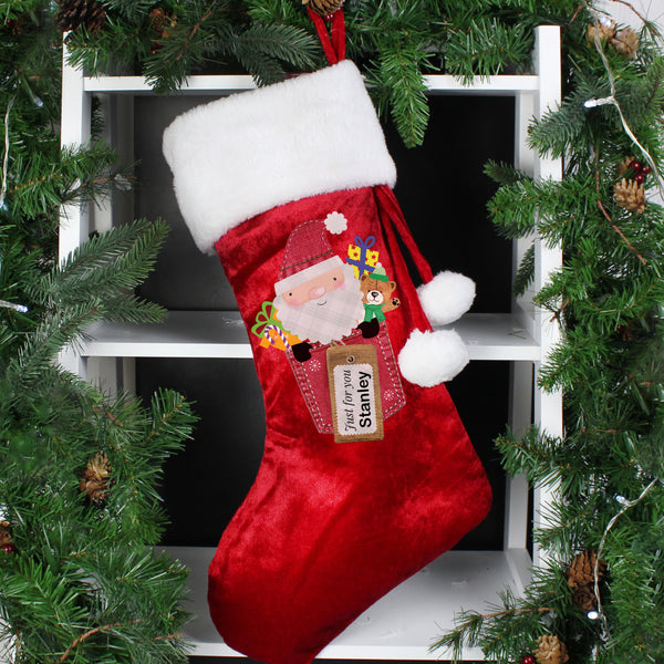 Buy Personalised Santa Claus Luxury Red Stocking at www.giftsfinder.co.uk