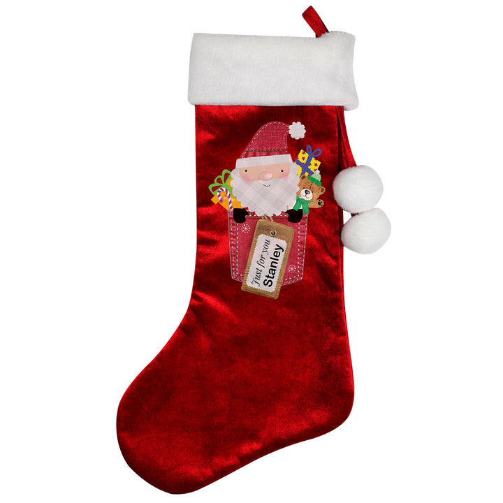 Buy Personalised Santa Claus Luxury Red Stocking at www.giftsfinder.co.uk