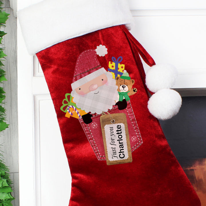 Buy Personalised Santa Claus Luxury Red Stocking at www.giftsfinder.co.uk