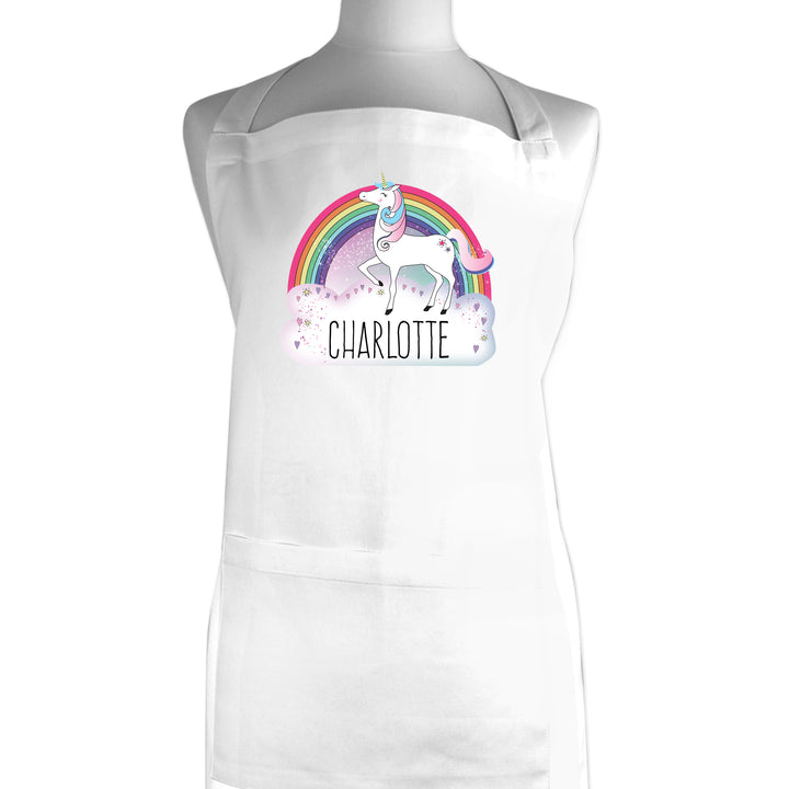 Buy Personalised Unicorn White Apron at www.giftsfinder.co.uk