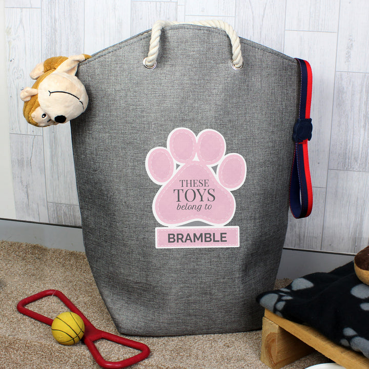 Personalised Pink Paw Print Storage Bag - part of the Gifts Finder Personalised Storage Bags collection