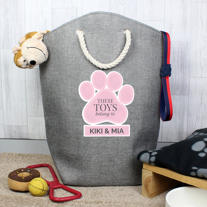 Personalised Pink Paw Print Storage Bag - part of the Gifts Finder Personalised Storage Bags collection