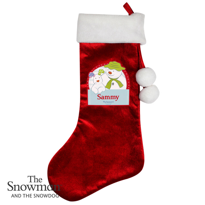 Buy Personalised The Snowman and the Snowdog Luxury Red Stocking at www.giftsfinder.co.uk