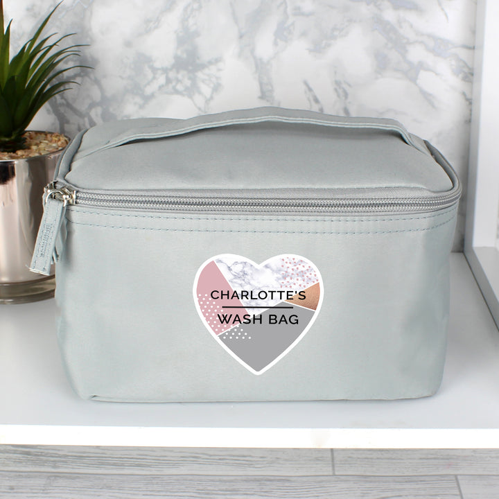 Personalised Geometric Grey Vanity Bag - part of the Gifts Finder Personalised Vanity Bags collection