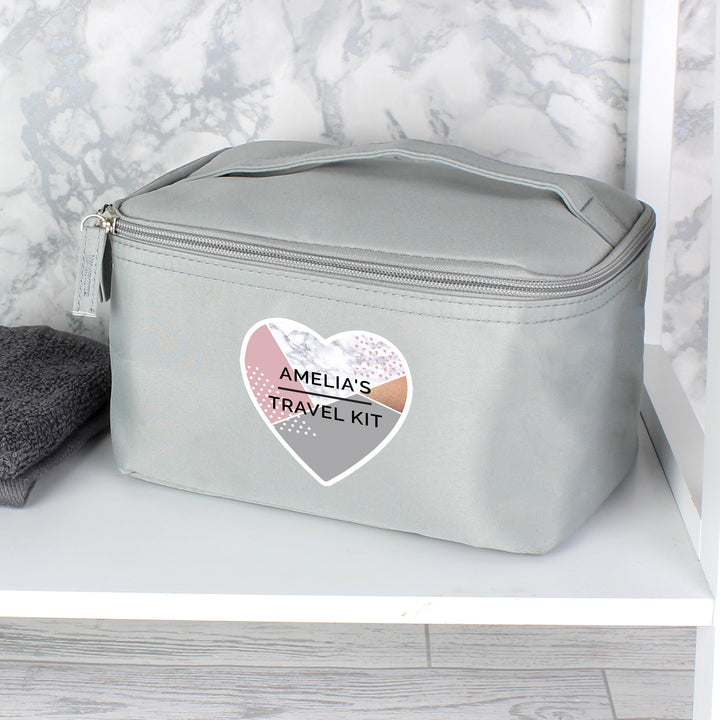 Personalised Geometric Grey Vanity Bag - part of the Gifts Finder Personalised Vanity Bags collection