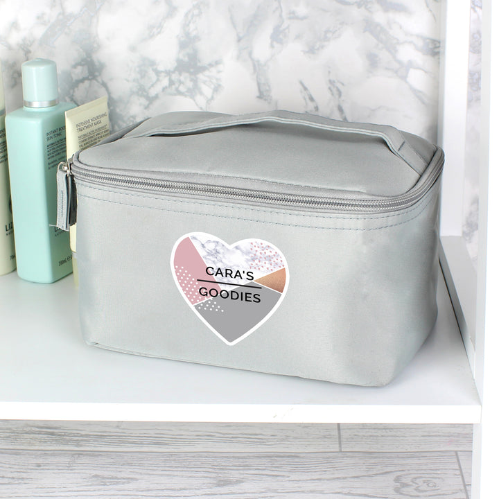 Personalised Geometric Grey Vanity Bag - part of the Gifts Finder Personalised Vanity Bags collection