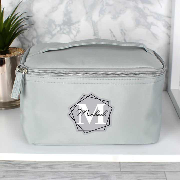 Personalised Geometric Initial Grey Vanity Bag - part of the Gifts Finder Personalised Vanity Bags collection