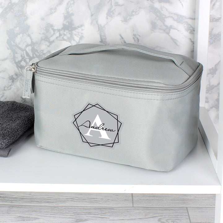 Personalised Geometric Initial Grey Vanity Bag - part of the Gifts Finder Personalised Vanity Bags collection