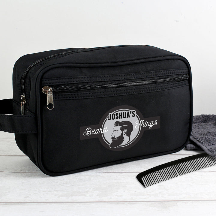 Buy Personalised Beard Things Black Toiletry Bag available now at www.giftsfinder.co.uk